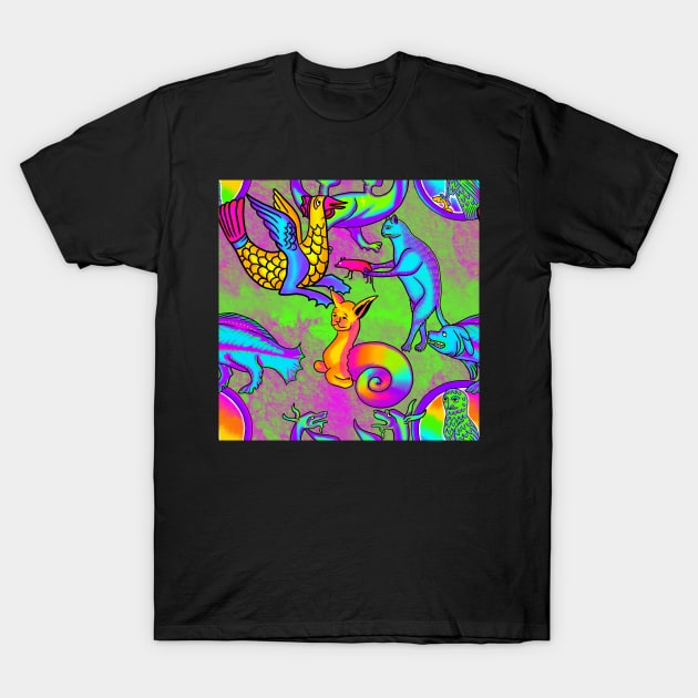 Weird 90's Retro Medieval Art Frank Style Trippy Acid Daydream green T-Shirt by JamieWetzel